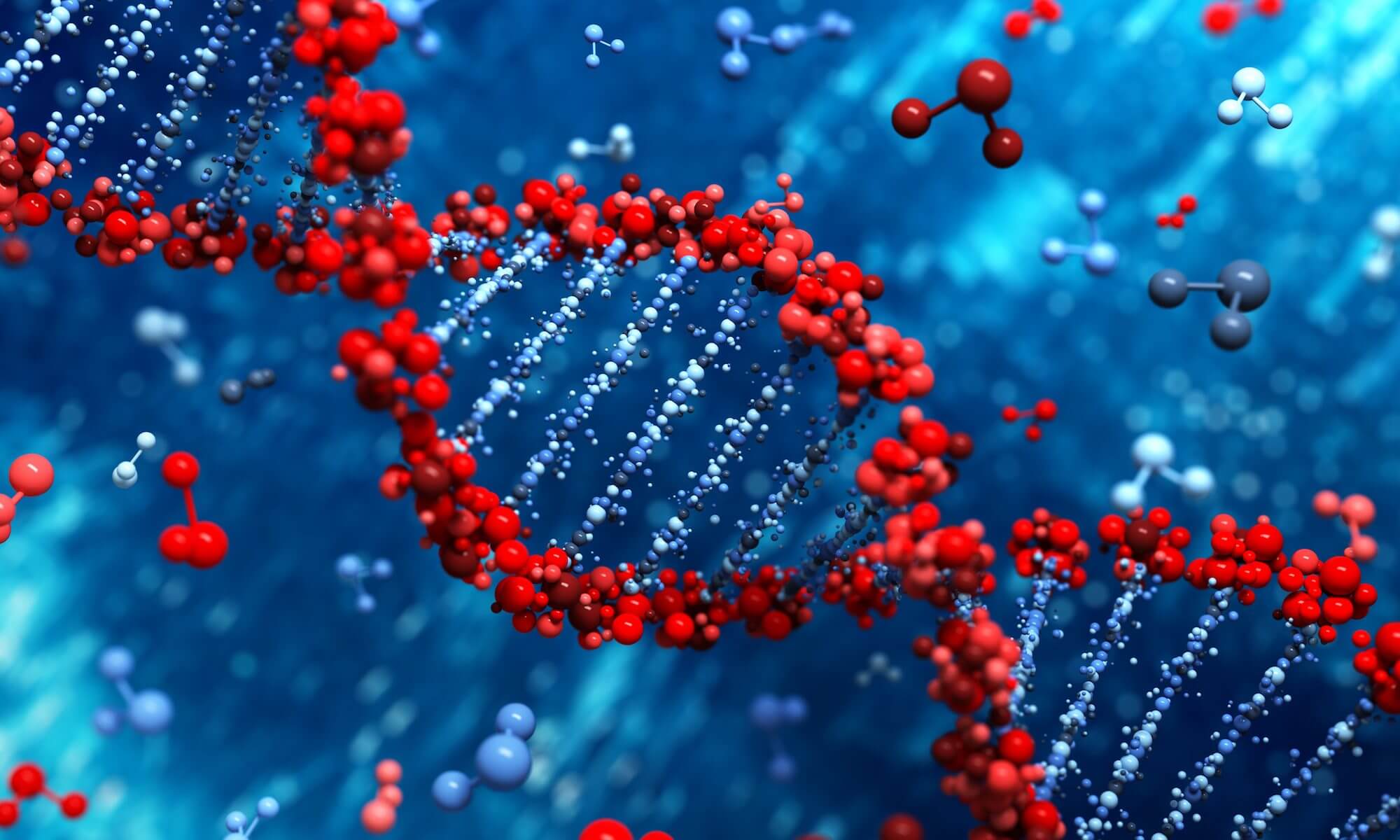 Illustration of a DNA molecule featuring two intertwined strands, representing the foundation of molecular biology.