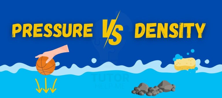 A diagram illustrating the relationship between pressure and density, highlighting their differences and interactions.