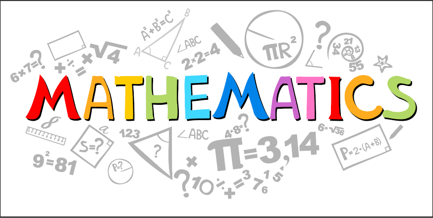 Colorful "MATHEMATICS" text surrounded by various math symbols and equations, showcasing the diversity of mathematical concepts.